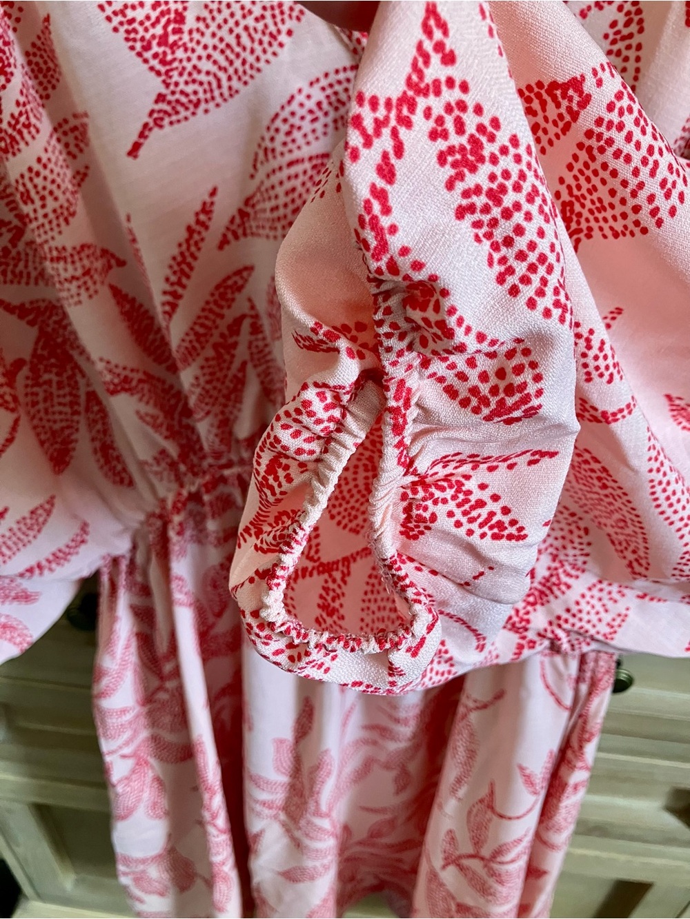 Boho Floral Pink V-Neck Mini Dress - Picture 7 of 8